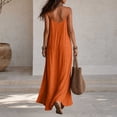 thumbnail image 4 of LEAVINGSUO Summer Dresses For Women Round Neck Thin Spaghetti Straps Sleeveless Skirt Solid Loose Casual Maxi Dress Orange XL, 4 of 5