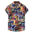 thumbnail image 1 of Camisas De Franela Para Hombre Camiseta de verano para hombre, camiseta hawaiana con estampado de bolsillo en la playa, camiseta informal de manga corta a la (Red, XXL), 1 of 6