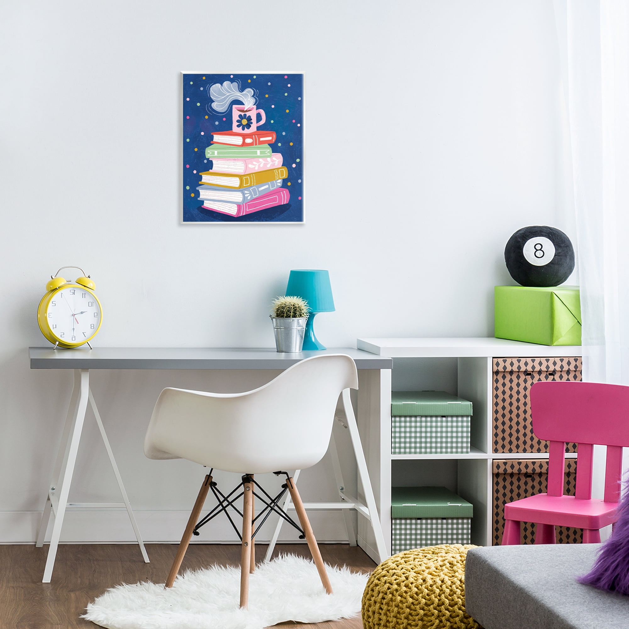 Stupell Industries Book Stack & Cozy Mug Wall Plaque Art, design by Vanessa Stoilova