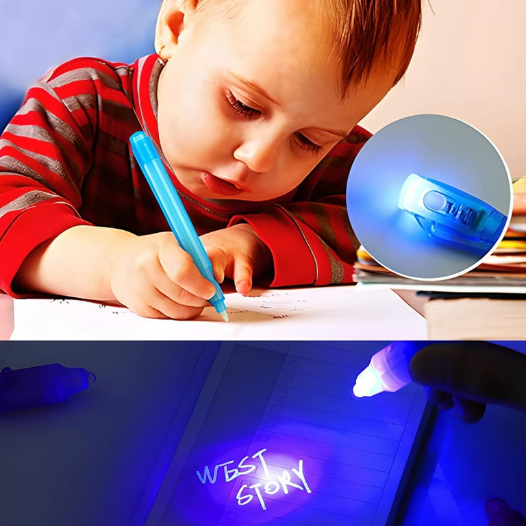 DazSpirit 7pcs Invisible Ink Pens with UV Light Party Favors for Boys and Girls, Detective Magic Pen Disappearing Ink Pen for Kids, UV Pen for