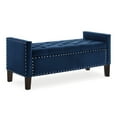thumbnail image 6 of Historyli Go5H48"L Velvet Storage Bench, End Of Bed Upholstered Tufted Button Storage Bench With Nails Trim, Storage Velvet Rectangular Bed Bench For Bedroom, Living Room, 6 of 9
