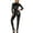 Black, variant on Skinny Fit High Neck Leotard Leather Jumpsuit with Chains, XL (Women's)