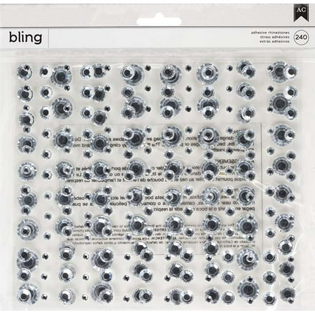 American Crafts Bling Adhesive Rhinestones 240/Pkg-White Silver/Round