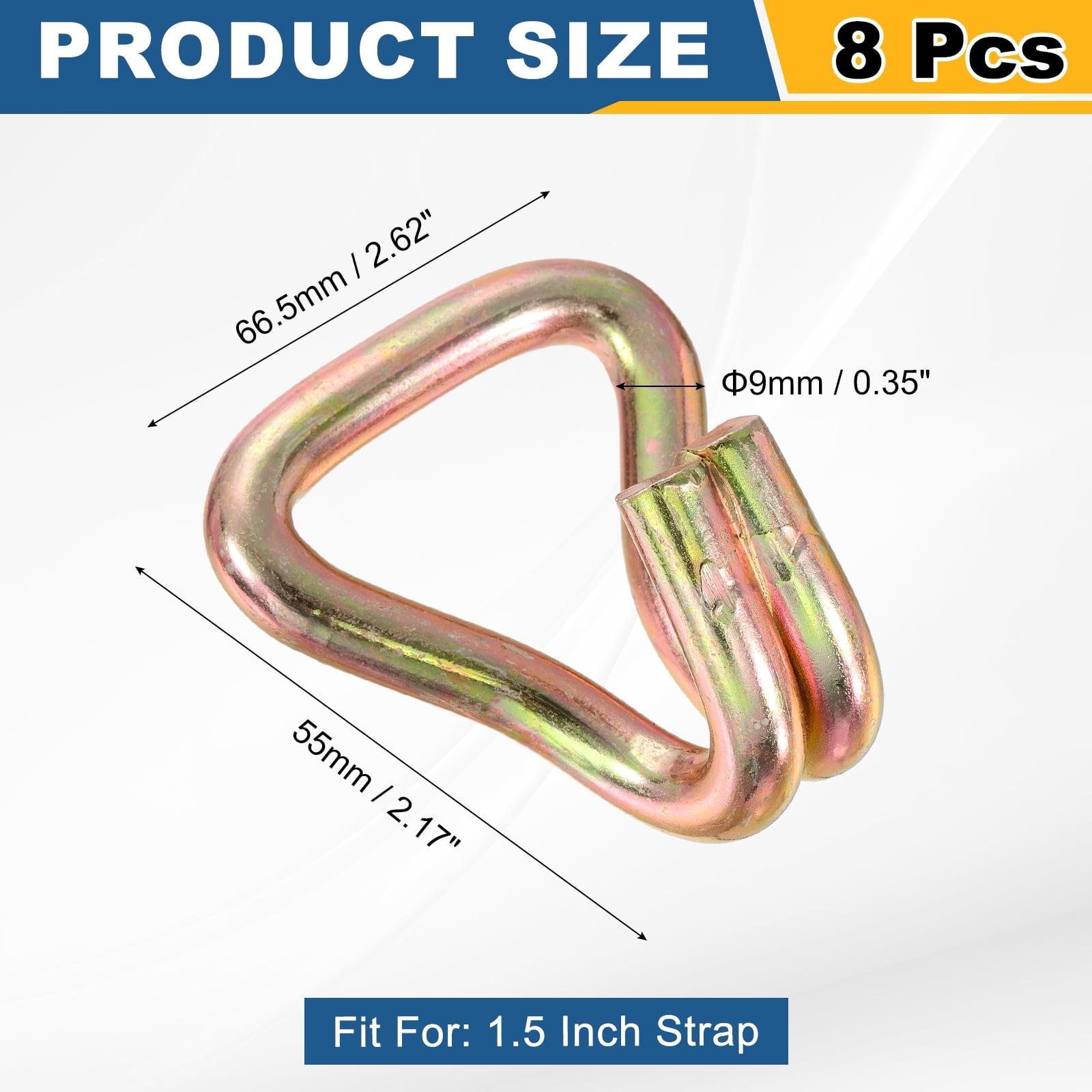 Uxcell 8Pcs Double J Hook, 9mm Dia 6614 lbs Ratchet Strap Tie Down Hook for 1.5" Tie Down Straps Wedding, Cars Trucks Trailers, Double Row Hooks Binder Accessories