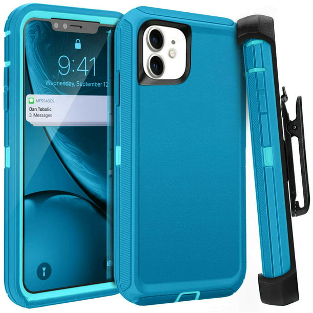 iphone 11 Case Cover With Screen And Clip fit Teal on Light Blue
