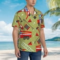 thumbnail image 3 of Kll Men'S Hawaiian Shirt Short Sleeve Button Down Beach Shirts-Cartoon Fire Truck, 3 of 7