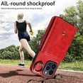 thumbnail image 4 of Shell For iPhone 14 Pro,Ring Kickstand Card Bag Leather+TPU Phone Case with Shoulder Strap, 4 of 5