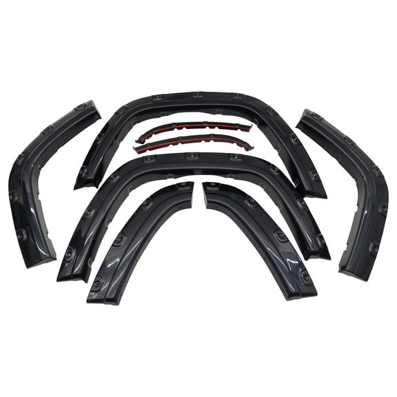 Ikon Motorsports Rivet/Bolt Style Fender Flares Fits 2011-2016 Jeep Grand Cherokee WK2, ABS Smooth Wheel Arch Extension Cover, 6Pcs, Front & Rear