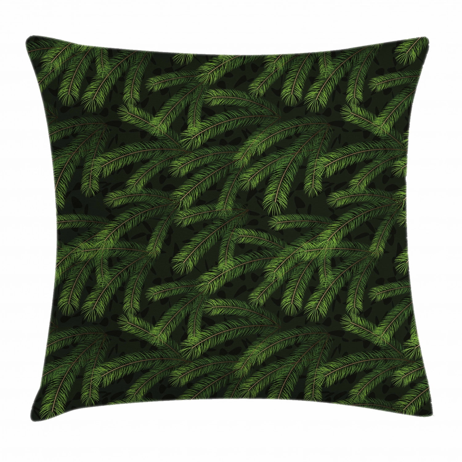 Winter Throw Pillow Cushion Cover, Vivid Fir Pine Branches Trees