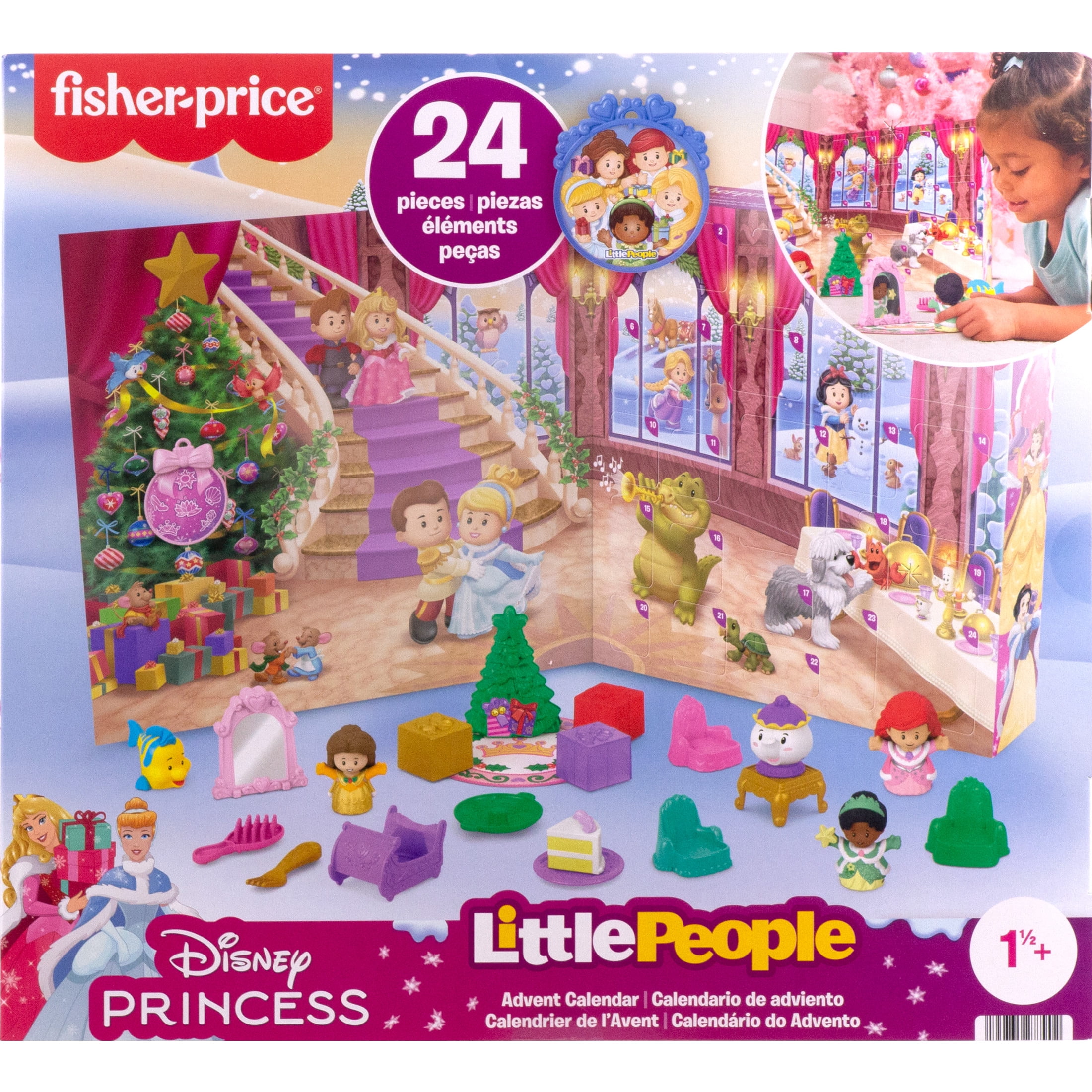 Fisher-Price Little People Disney Princess Advent Calendar for Toddlers & Kids, 24 Toys