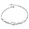 thumbnail image 1 of 925 pulsera de plata ajustable brazalete pulseras de corazón para las mujeres niñas Cubic Zirconia piedra de nacimiento 1pc, 1 of 3
