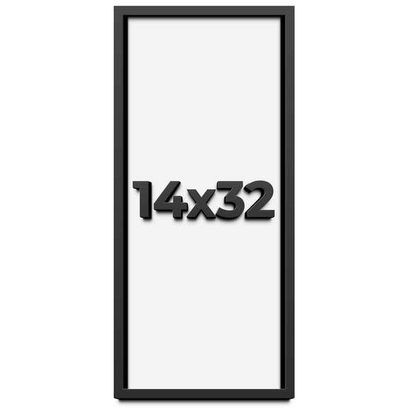 14x32 Shadow Box Frame Black | 1 inches Deep Real Wood Contemporary Shadowbox Display Frame | UV