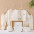 thumbnail image 2 of Gibobby Newborn Infant Baby Girl Fall Winter Clothes Set 7Pcs Infant Outfits Set Romper Set Cute Baby Outfits Infant Winter Clothes Set For 0-3 Months,Beige, 2 of 5