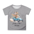thumbnail image 7 of Boys' Girls' Easter Personalized Cartoon Rabbit Print Short Sleeve T Shirt Top Grey 2Y-3Y, 7 of 7