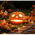 thumbnail image 5 of Pumpkin Decorations,Carved Jack‑O‑Lantern Pumpkin Decor, Hollow Out Artificial Pumpkin with Classic Face Cutouts, Halloween Decorations for Home,D, 5 of 5
