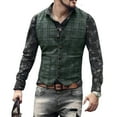 thumbnail image 4 of Gilet Ajusté pour Hommes à Carreaux Punk Rayé Décontracté pour Affaires Printemps Automne Mode, 4 of 4
