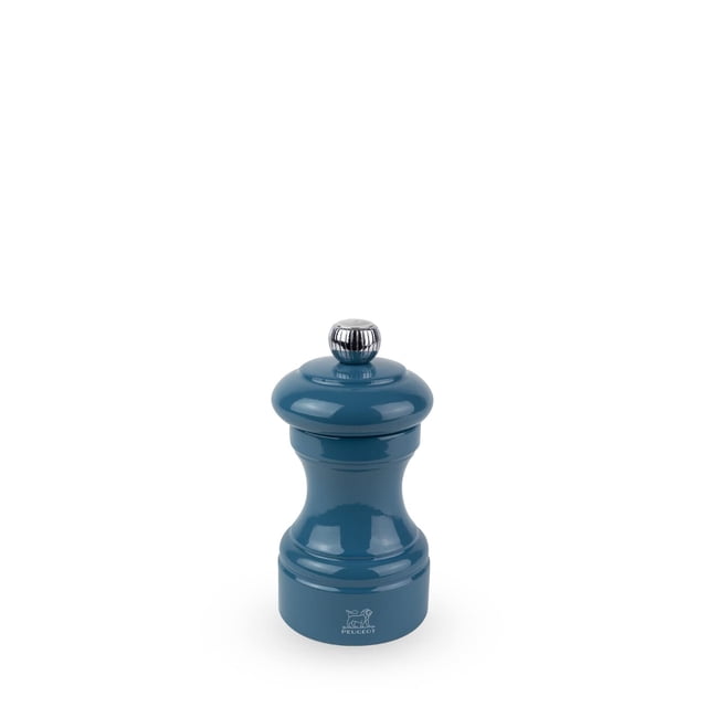 Salero Peugeot Bistro de 10 cm, ajustable, madera de haya azul