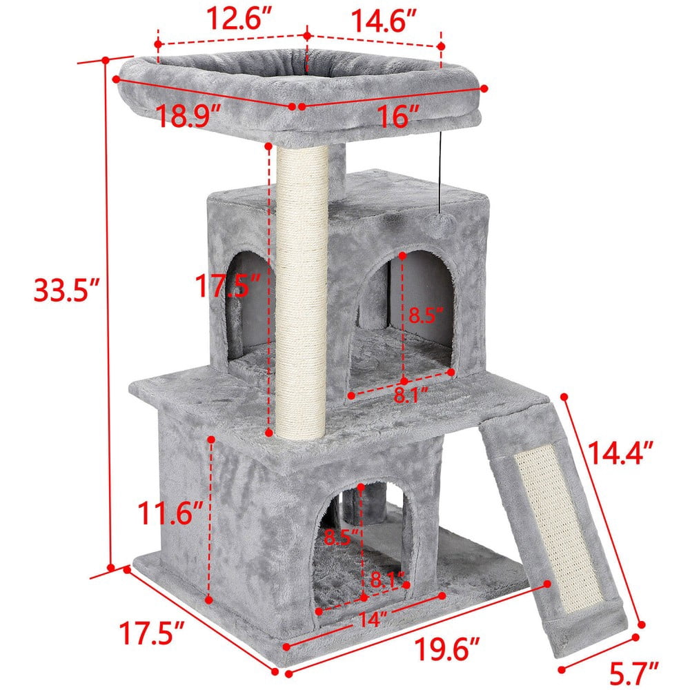 SONGMY 55" Cat Tree Condo Tower, Beige Cat Activity Center for Small Medium Cats