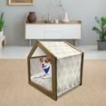 thumbnail image 3 of Vintage Pet House, Ornamental Tracery Inspired Swirl Curl Elements Vertical Borders with Dots, Outdoor & Indoor Portable Dog Kennel with Pillow and Cover, 5 Sizes, Earth Yellow White, by Ambesonne, 3 of 5