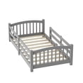 thumbnail image 5 of Bellemave Twin Floor Bed with Safety Guardrails, Montessori with Rails and Openings, Twin Size Bed Frame with Fence and Slats, No Box Spring Needed（Gray), 5 of 9