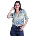 thumbnail image 2 of Moomaya Womens Printed Cotton V-neck Crop Top Elbow Sleeve Summer Clothing Boho Blouse, 2 of 7