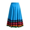 thumbnail image 4 of Womens Mexican Casual Midi Skirts Elastic Waist Color Block Flowy Bohemian Summer Sky Blue XXXXXL, 4 of 4