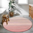 thumbnail image 4 of Gradient Pink Round Living Room Rugs 4 ft, Wood Grain Abstract Striped Vintage Simple Washable Area Rug with Non-Slip Sturdy Edge Binding Round Carpet for Entryway Kitchen Bedroom Bathroom, 4 of 9