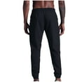 thumbnail image 3 of BXINGOHAI Men's Casual Pants Stretchy Drawstring Jogger Pants Elastic Waistband Resistant Pants Solid Pant Athletic Track Pants With Zipper Pocket Today Deals Black,XXL, 3 of 5