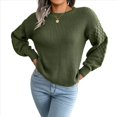 thumbnail image 1 of Suéter de Punto Liso para Mujer, Informal, de Larga Tipo Farol, con Cuello Redondo Verde M, 1 of 10