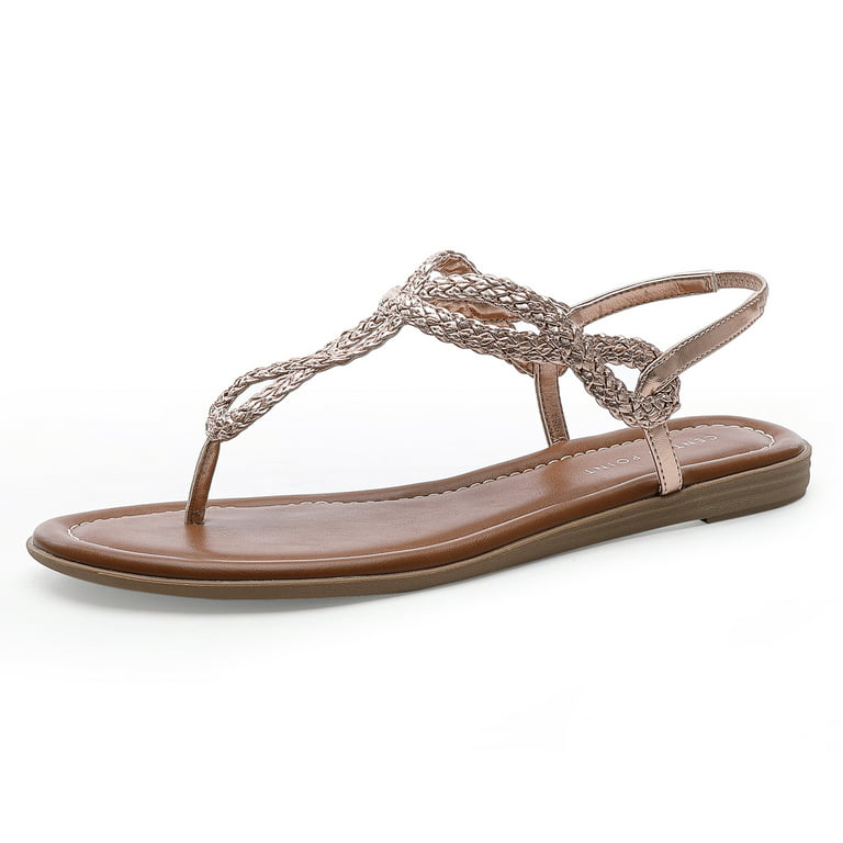 CentroPoint Women's Braided T-strap Thong Slip On Flat Sandals