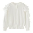 thumbnail image 6 of Girls' Angel Wing Knit Cardigan Round Neck Cotton Sweater Jacket, 6 of 13