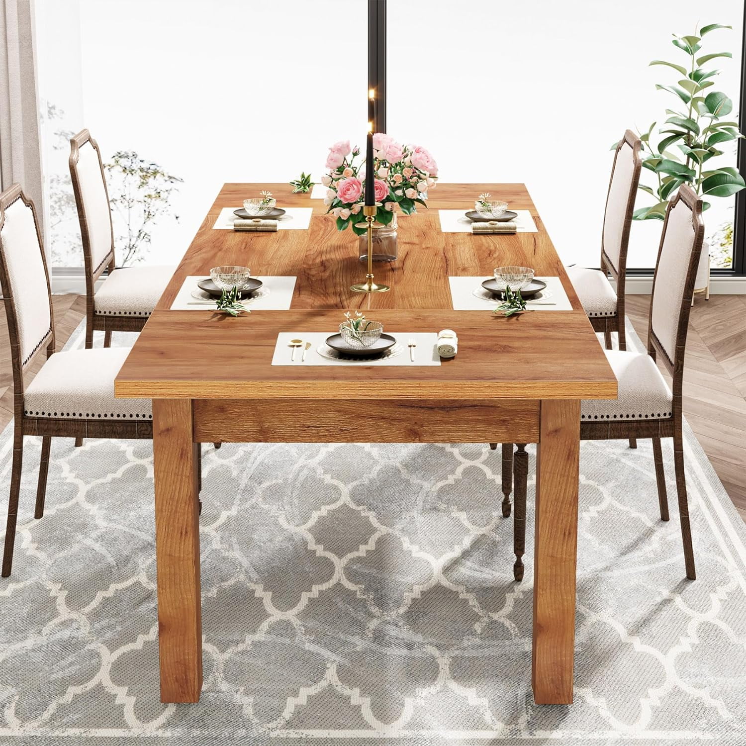 Tribesigns 70.86 in Rectangle Spacious Dining Table, Walnut