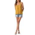 thumbnail image 2 of INSPIRAR CHIC Top sin mangas de mujer con panel de encaje, cuello cuadrado, fluido y con volantes, amarillo L, 2 of 6