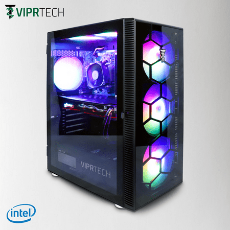 ViprTech.com Ultimate Gaming PC Desktop Computer - Intel i5 4th Gen, AMD Radeon RX 580 8GB, 16GB RAM, 1TB, VR Ready, Wifi, RGB Fans, 1 Year Warranty, Fast Ship, Windows 10 Pro