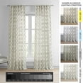 thumbnail image 3 of Saida Chocolate Embroidered Geometric Patterned Faux Linen Sheer Curtain (1 Panel), Saida Chocolate, 50W X 84L, 3 of 12