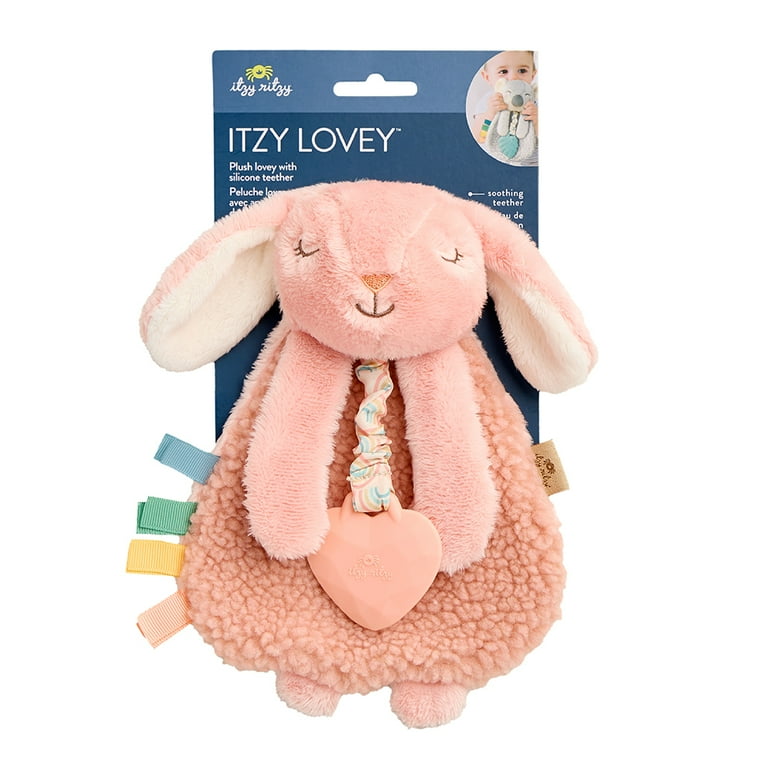 Itzy Ritzy Itzy Lovey Pink Bunny Plush with Sherpa Fabric and