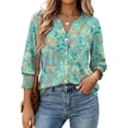 thumbnail image 7 of Women Blouses Button Down Shirts Dressy Business Casual 3/4 Length Sleeve Tops Summer Fall Fashion Clothing,L, 7 of 7