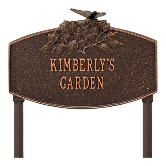 Butterfly Blossom Garden Personalized Lawn Plaque - Antique Copper
