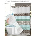 thumbnail image 4 of No Hook Cloth Fabric Shower Curtain with Snap in Liner, Boho Geometric Waterproof Shower Curtains Set with See Through Top Window, Turquoise Green Brown Tribal Stripes Bath Curtains Shower 60"x72", 4 of 6