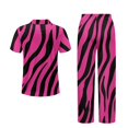 thumbnail image 6 of TSOVTHRID Pink Zebra Stripes Print Women's Pajama Sets Notch Collar Loungewear with Long Pants Button Down Sleepwear, Size M, 6 of 7