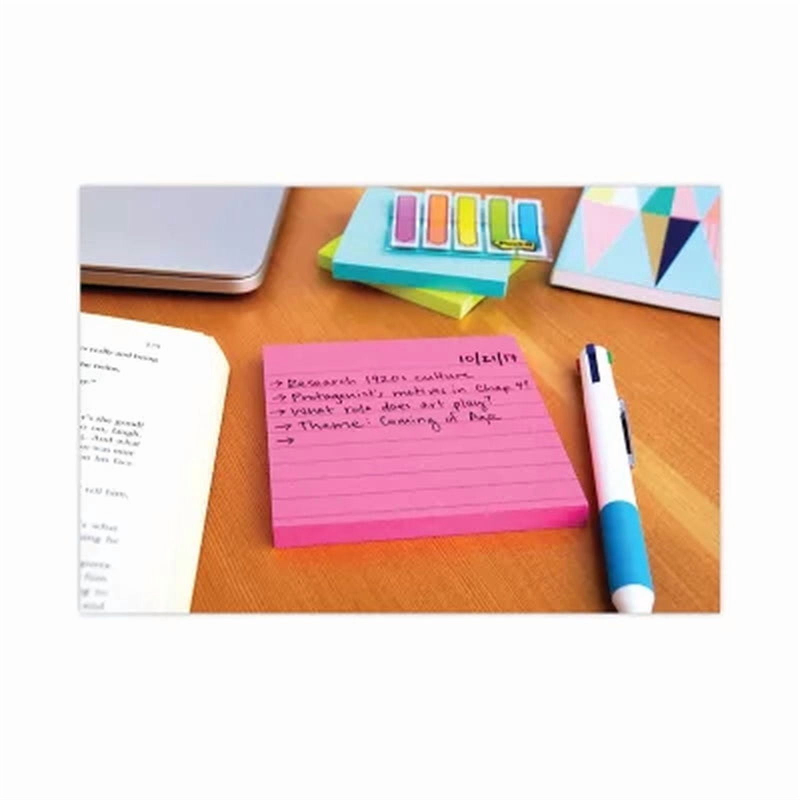 Post-It Super Sticky Notes, 4 X 4, Lined, 90 Sheet Pads, 6 Pads, Jewel Pop Collection