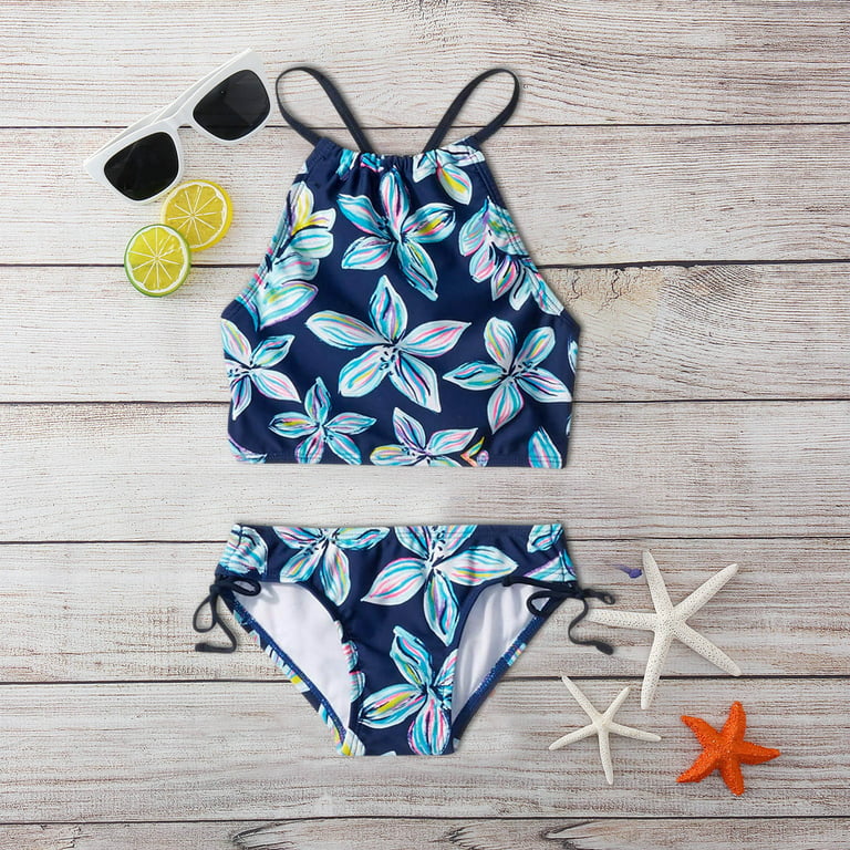ZMHEGW Cute Swimsuits For Teens Halter ' Outfits Sport Tankini Beach Daisy  2 Piece Swimwear