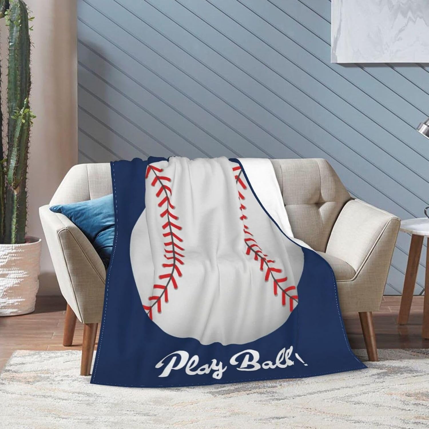Baseball Blanket Sports Fleece Throw Blanket Super Soft Warm Cozy Fuzzy Plush Blanket Gifts for Girls Boys Kids Bed Decor 60"X80"