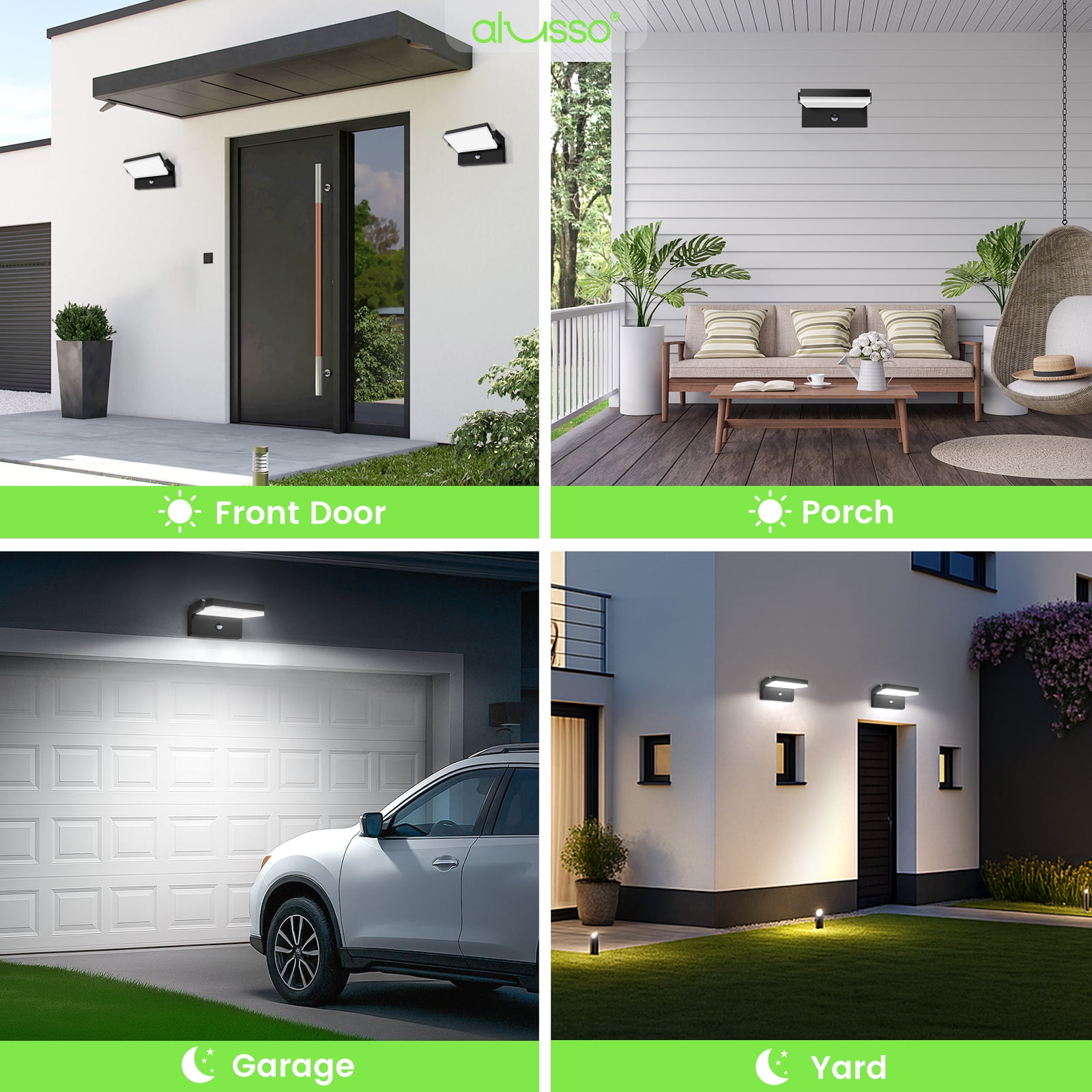 ALUSSO 3WT LED Rotatable Wall Light mit Sensor 3CCT 150°Swivelling Outdoor Lamp