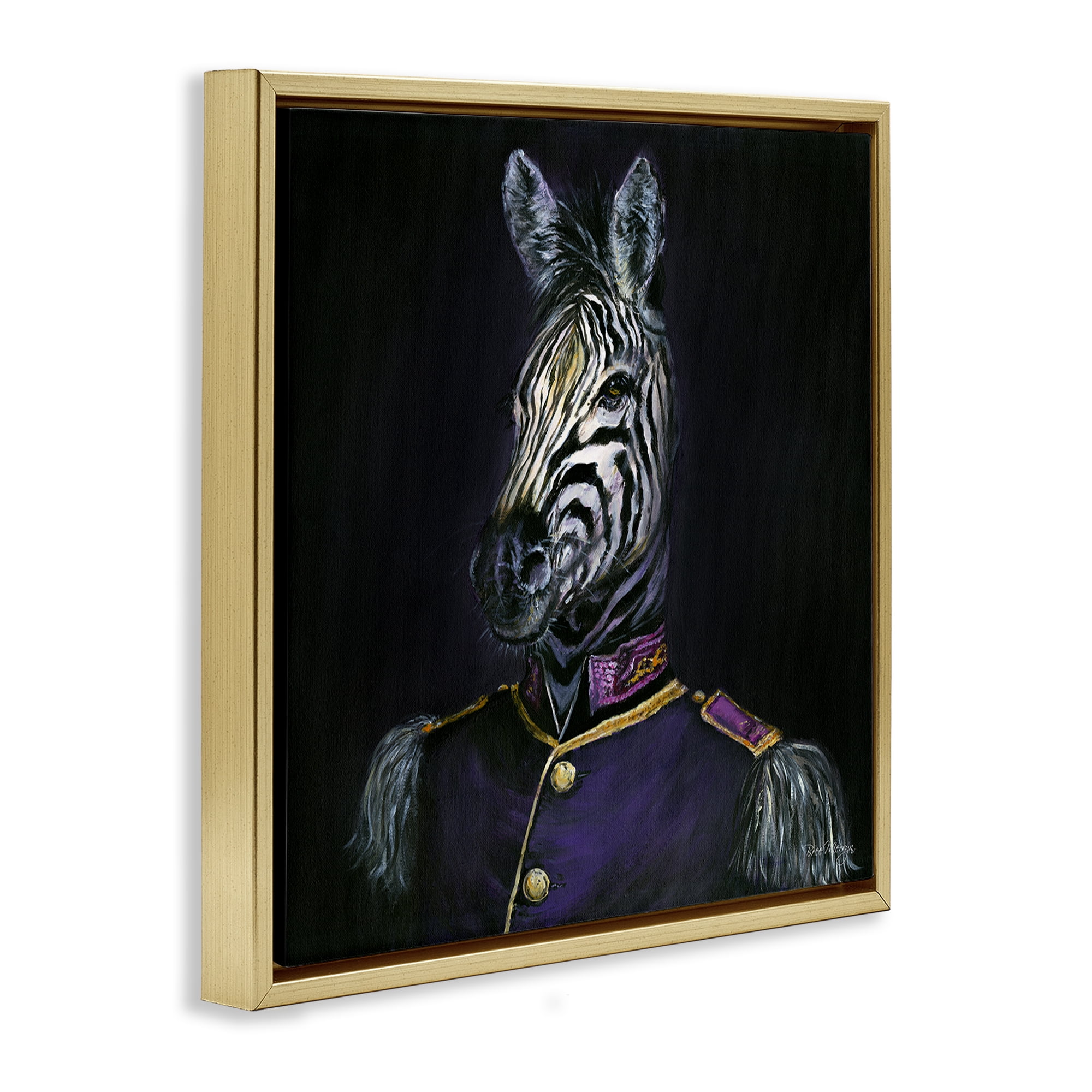 Stupell Industries Historical Coat Zebra Novelty & Humor Painting Gold Floater Framed Canvas Art Print Wall Art, 25 x 25