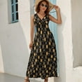 thumbnail image 5 of Black And Gold Geometric Pattern Dress Summer Street Style Bohemia Long Dresses Female Sleeveless Printed Maxi Dress, 5 of 9