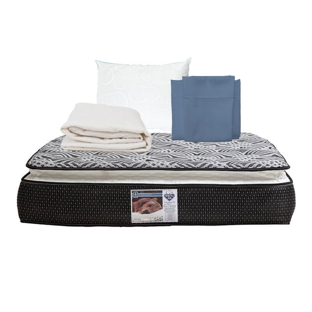 Colchón King Size Spring Air Omega con Juego de Sábanas Protector de Colchón Almohada Osos