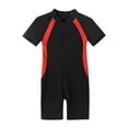 thumbnail image 3 of Zaldita Kids Boys Girls One Piece Swimsuit Zippered Rash Guard Shorty Wetsuit Swimwear Athletic Sports Bathing Suit Black 12, 3 of 7