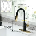 thumbnail image 4 of Kitchen Faucets, Black and  Kitchen Faucet with Pull Down Sprayer, High Arc Stainless  Kitchen Sink Faucet, Modern Brass Kitchen Faucet 1 or 3 Hole, Brushed /Matte Black, 4 of 7