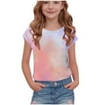 thumbnail image 2 of BRGZLK Summer Tops for Kids 2025 Spring Summer Fashion Tie-Dye Printed Tops Children's Round Neck Short Sleeve School Blouse T-Shirt Orange 7-8 Years, 2 of 6